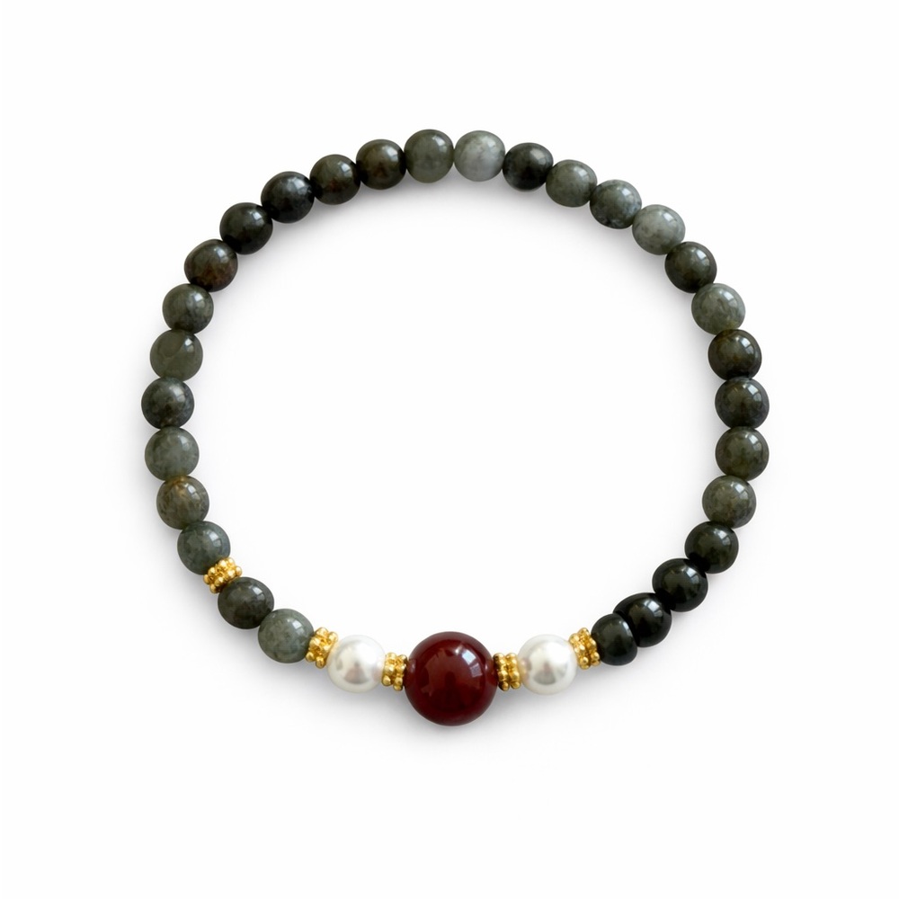 Style 19 | Jade Pearl and Carnelian Stretchy Bracelets